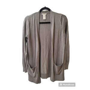 Matty M Knit Cardigan Sweater Women's Med Gray Long Sleeve Cotton Blend Pocket